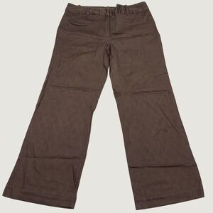 Work to Weekend Womens Brown Diamond Jacquard Straight Leg Pants Size 6